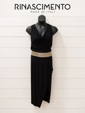 RINASCIMENTO Black & Gold Comfort Dress Size L